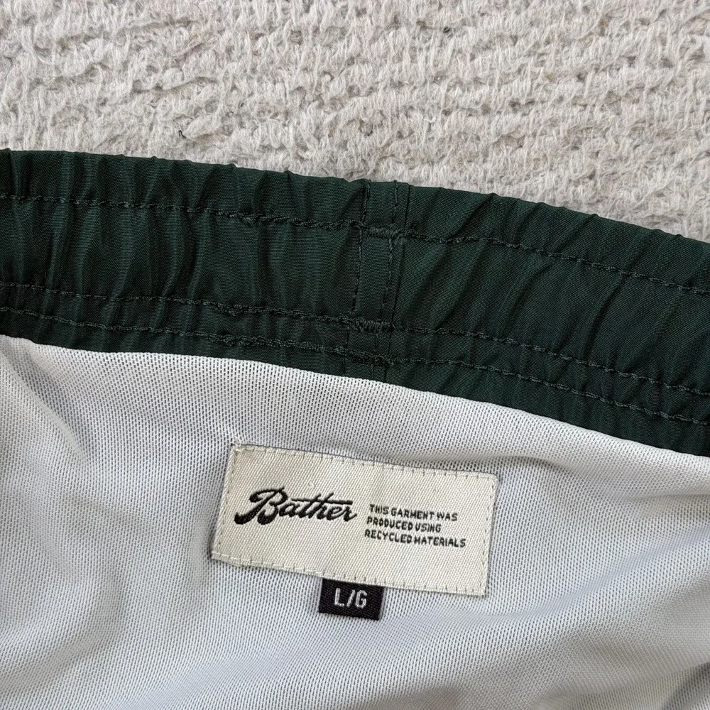 Bather Shorts Mens Large Green Swim Trunks Lined Beach Surf Summer Performance